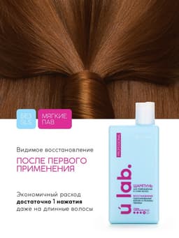 Профессиональный восстанавливающий шампунь женский, для сухих и пористых волос с кератином и протеинами пшеницы, 250 мл ULAB
