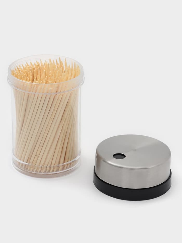 Зубочистки с металлической крышкой, набор 280 шт., бамбук