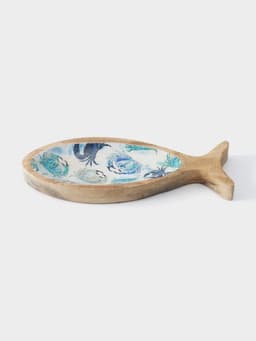 Блюдо в форме рыбки «Крабы», 25.5×10×2 см, дерево манго