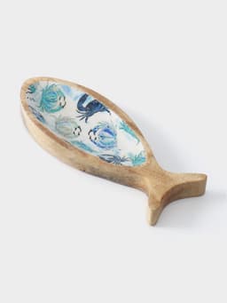 Блюдо в форме рыбки «Крабы», 25.5×10×2 см, дерево манго