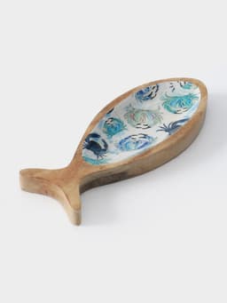 Блюдо в форме рыбки «Крабы», 25.5×10×2 см, дерево манго