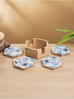 Подставка под горячее «Крабы», набор 4 шт., 15×13×5 см, дерево манго