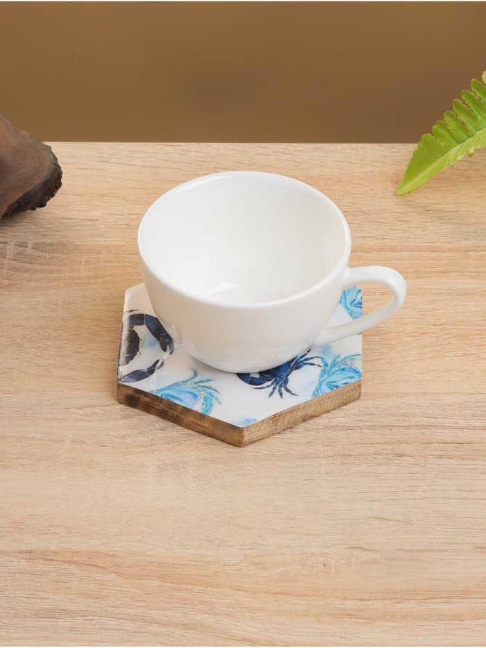 Подставка под горячее «Крабы», набор 4 шт., 15×13×5 см, дерево манго