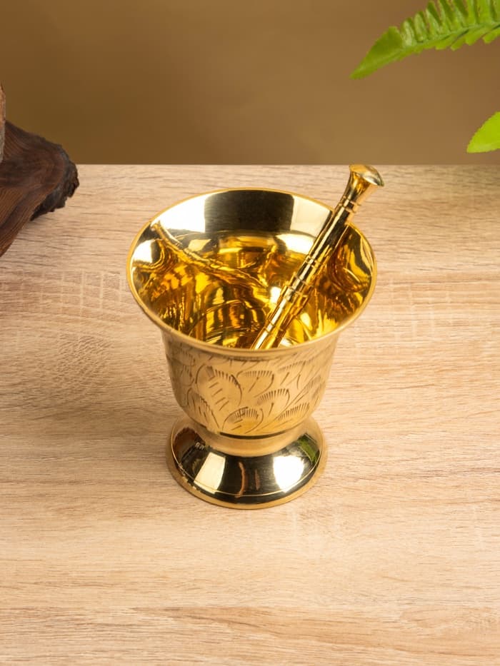 Ступка с пестиком, 9×9×9.5 см, латунь