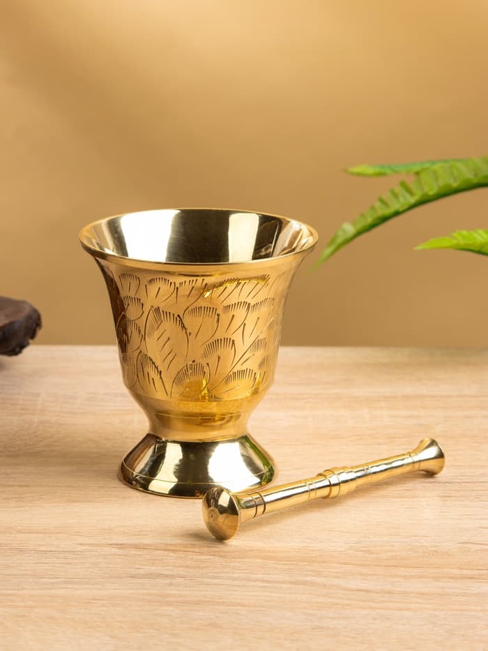 Ступка с пестиком, 9×9×9.5 см, латунь