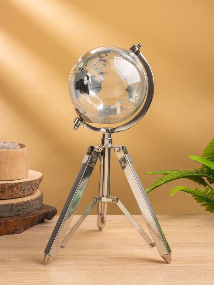 Глобус сувенирный «Силвер», 19.5×21×34 см, стекло, сталь