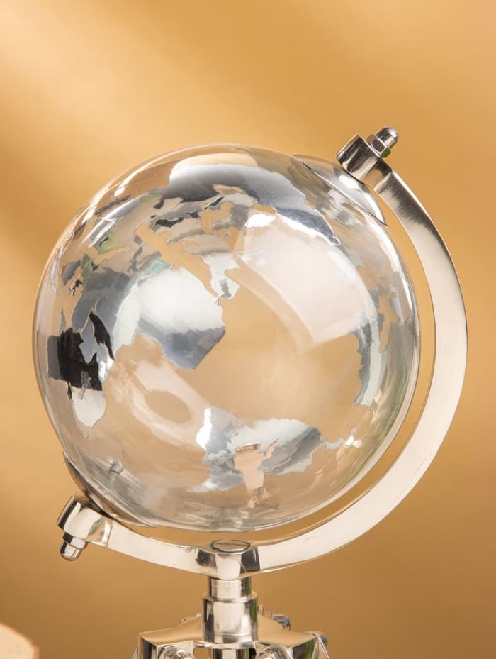 Глобус сувенирный «Силвер», 19.5×21×34 см, стекло, сталь