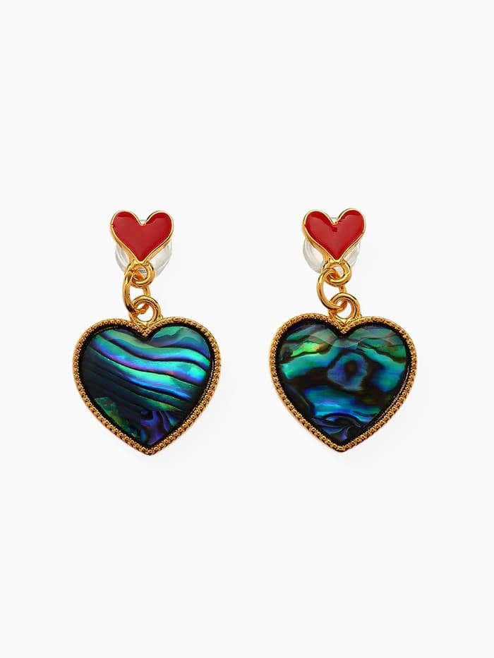 Серьги «Галиотис», сердце, зелёные в золоте