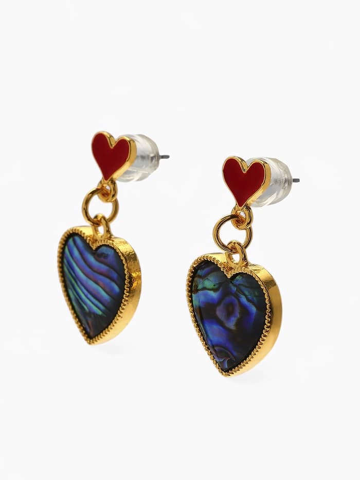 Серьги «Галиотис», сердце, зелёные в золоте