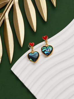 Серьги «Галиотис», сердце, зелёные в золоте