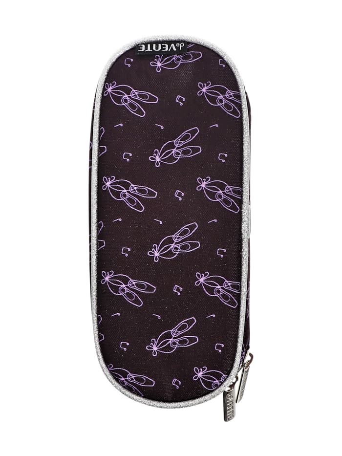 Пенал - футляр deVENTE Ballet Academy, 80×210×50 мм, мягкий, на молнии, 1 отделение, текстиль, чёрно-розовый