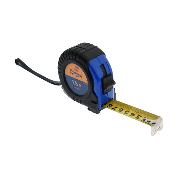 Рулетка ТУНДРА, обрезиненный корпус, 7.5 м × 25 мм