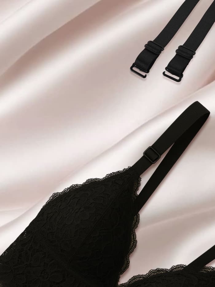 Лямки для бюстгальтера, текстильные, 1.5 см, 36±2 см, пара, чёрные