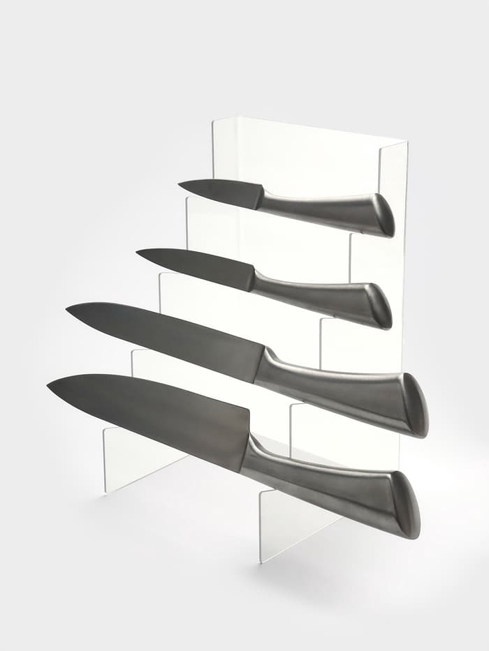 Подставка под ножи 15×15×25 см, 4 места, оргстекло 2 мм, прозрачный