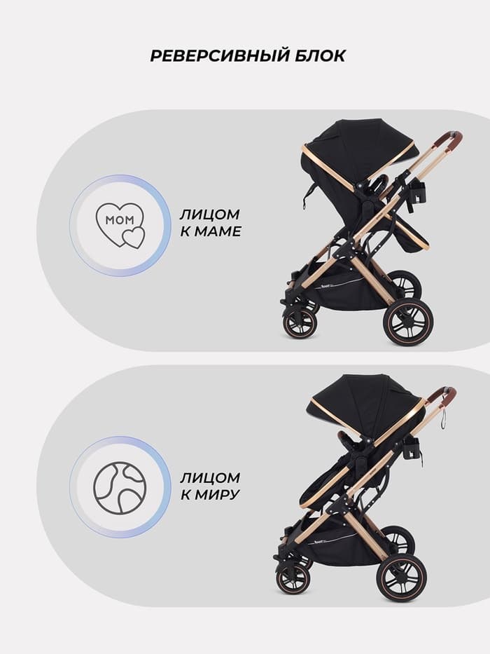 Коляска - трансформер детская RANT basic PULSAR GOLD (2в1) RA160, черный