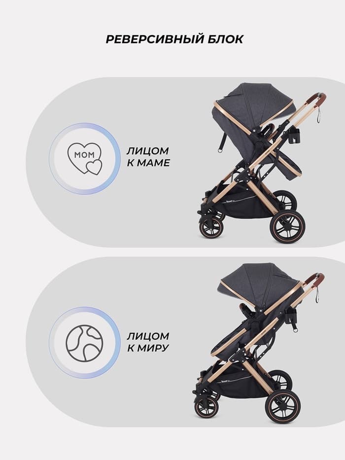 Коляска - трансформер детская RANT basic PULSAR GOLD (2в1) RA160, серый