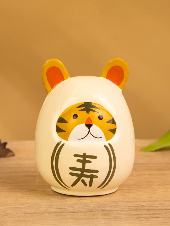 Японская кукла кокеши «Тигренок», 6×6×9 см, белая