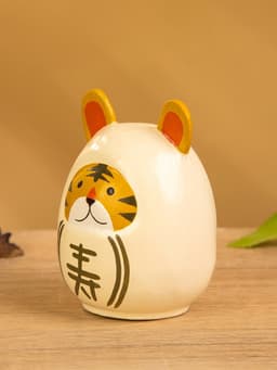 Японская кукла кокеши «Тигренок», 6×6×9 см, белая