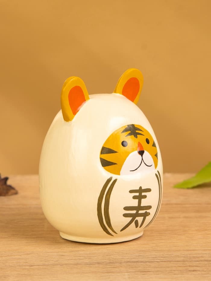 Японская кукла кокеши «Тигренок», 6×6×9 см, белая