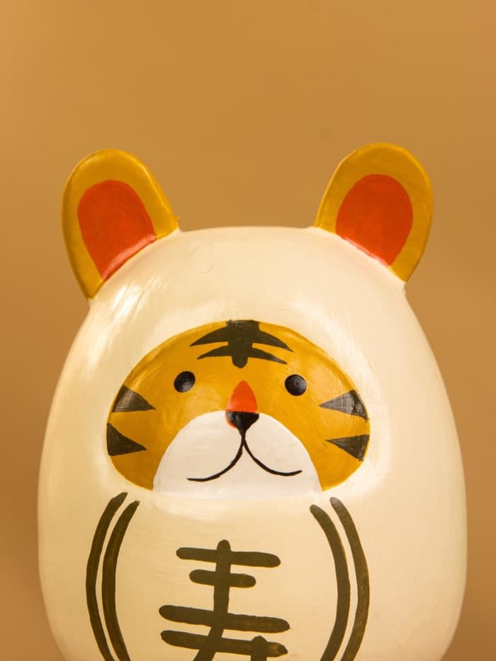 Японская кукла кокеши «Тигренок», 6×6×9 см, белая