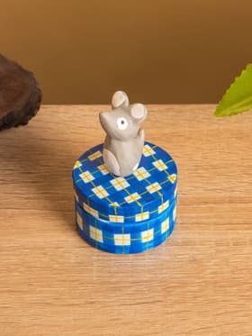 Сувенирная шкатулка «Мышка», 5×5×7 см, дерево, синяя