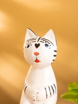 Сувенир «Тигренок сидячий», 6×6×15 см, дерево, чёрно-белый