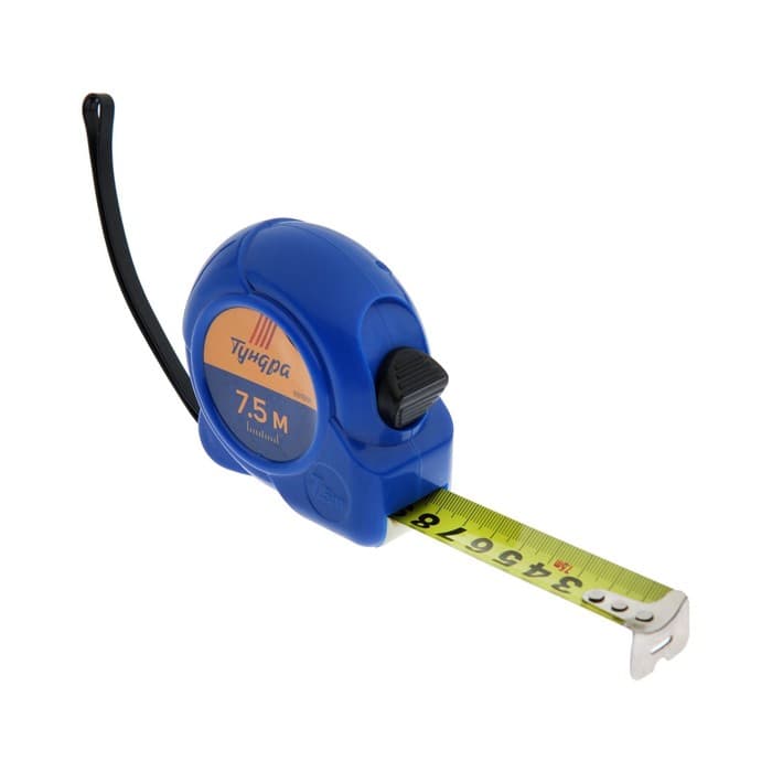 Рулетка ТУНДРА, пластиковый корпус, 7.5 м × 25 мм