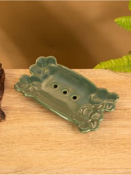 Мыльница «Цветочный мост», 14.5×7.5×2 см, керамика, зелёная