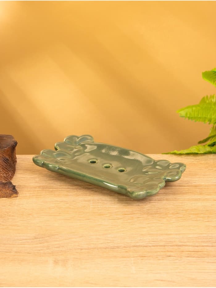 Мыльница «Цветочный мост», 14.5×7.5×2 см, керамика, зелёная