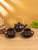 Набор чайный «Камень», чайник, 2 кружки, 27×23×16 см, керамика, чёрный