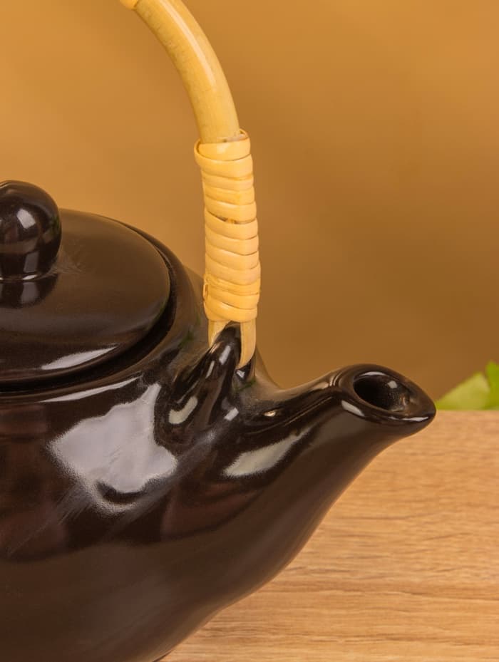 Набор чайный «Камень», чайник, 2 кружки, 27×23×16 см, керамика, чёрный