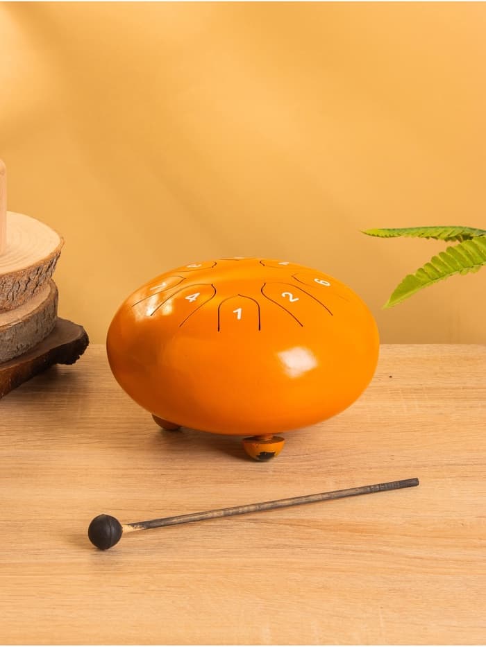 Глюкофон - музыкальный инструмент, 16×16×8 см, нержавеющая сталь, оранжевый