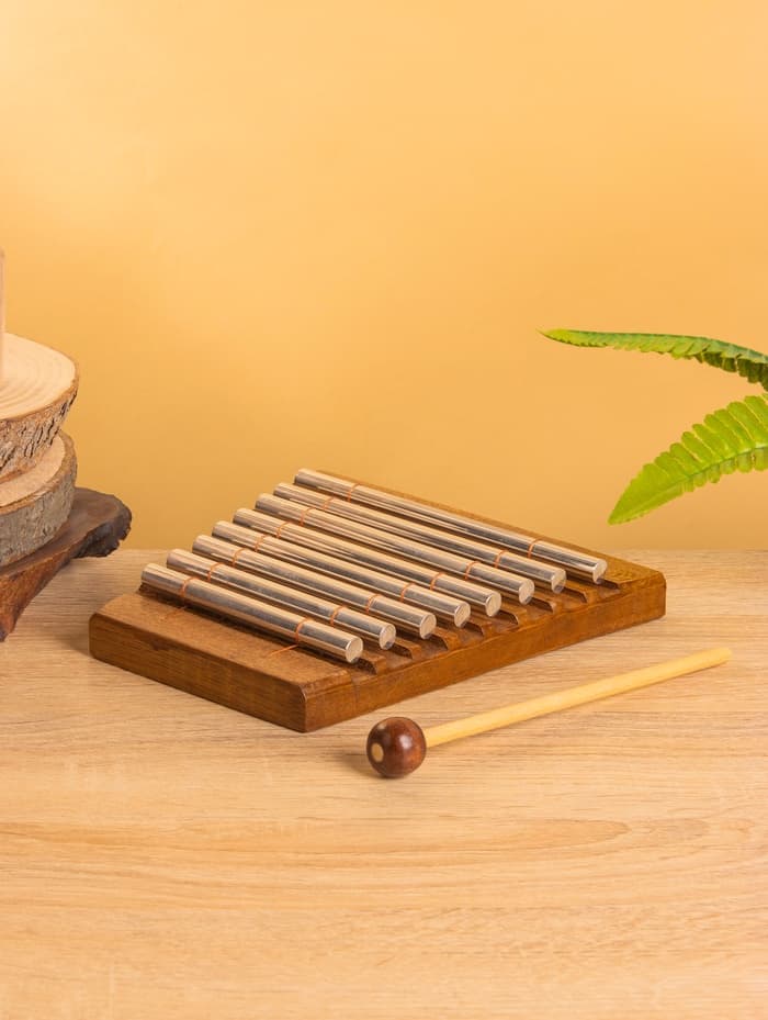 Сувенирный музыкальный инструмент «Ксилофон», 18×18×3 см, дерево суар, алюминий