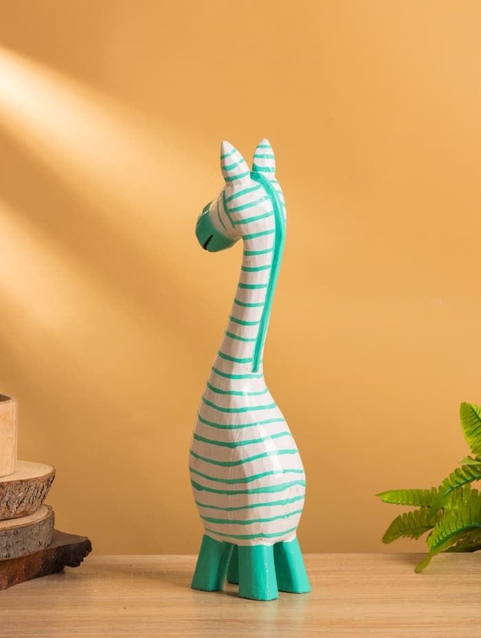 Сувенир «Зебра», 9×6×33 см, дерево, бело-бирюзовый