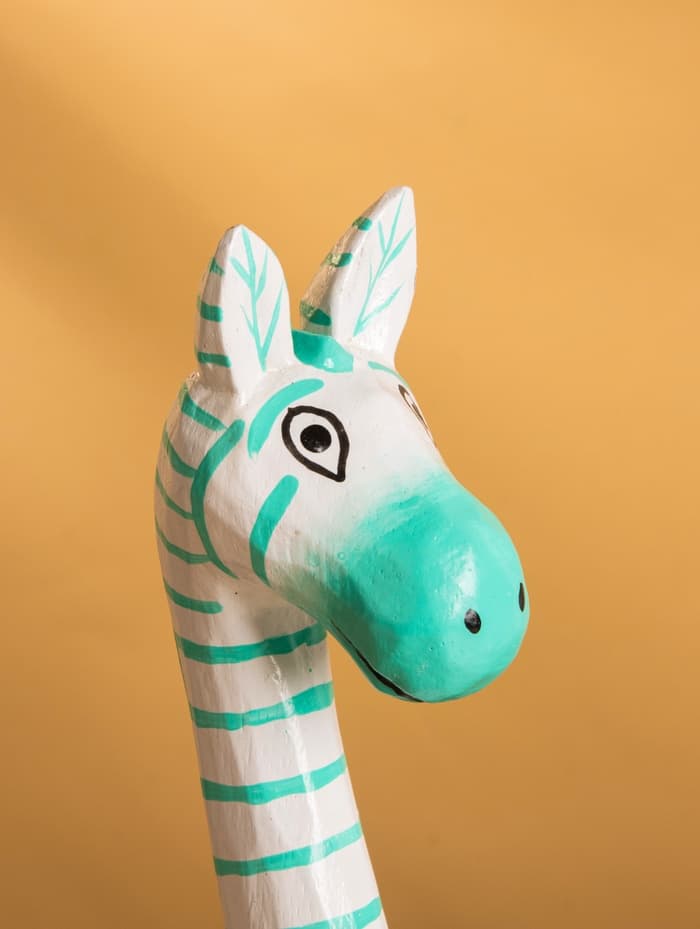 Сувенир «Зебра», 9×6×33 см, дерево, бело-бирюзовый