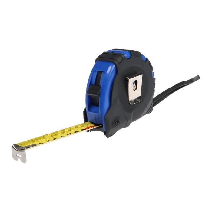 Рулетка ТУНДРА, обрезиненный корпус, 3 фиксатора, 7.5 м × 25 мм