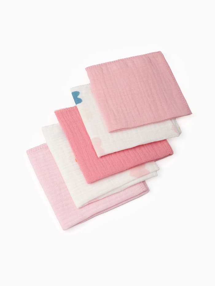 Набор платочков «Крошка Я» Colored hearts (вид 1), 20×20 см, 5 шт., муслин, хлопок 100%