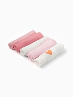 Набор платочков «Крошка Я» Colored hearts (вид 1), 20×20 см, 5 шт., муслин, хлопок 100%