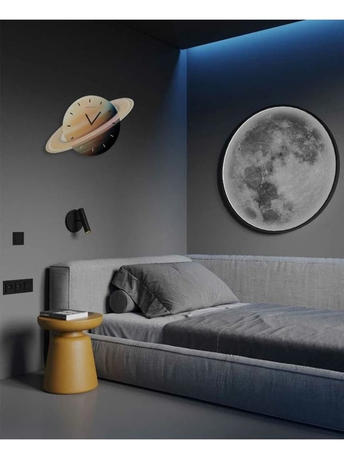 Часы настенные Saturn, планета Сатурн, интерьерные, плавный ход, d=45 см