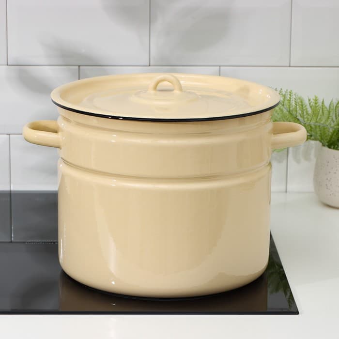 Кастрюля эмалированная, 9 л, d=26 см, с крышкой, без деколи, МИКС