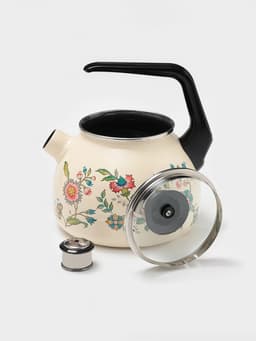 Чайник «Луговые цветы», 3 л, со свистком, индукция, эмалированная сталь, бежевый