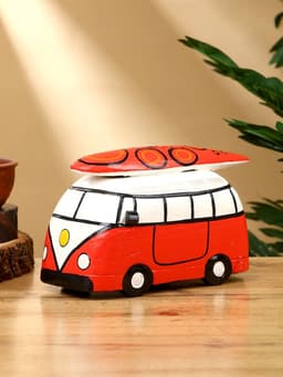 Копилка «Микроавтобус», 24×12×13.5 см, дерево, красный