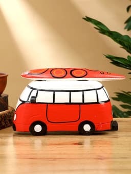 Копилка «Микроавтобус», 24×12×13.5 см, дерево, красный