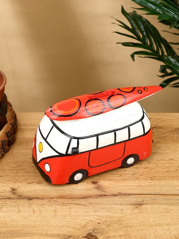 Копилка «Микроавтобус», 24×12×13.5 см, дерево, красный