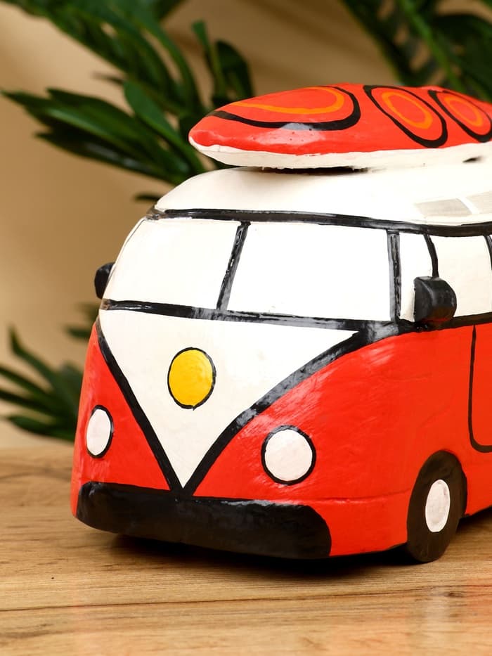 Копилка «Микроавтобус», 24×12×13.5 см, дерево, красный