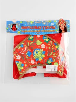 Кокошник карнавальный «Народные узоры», красный