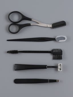 Набор для коррекции бровей, 5 шт.: пинцет, ножницы, 2 бритвы, щётка-расчёска