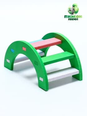 Лесенка для грызунов, с цветными ступеньками, зелёная
