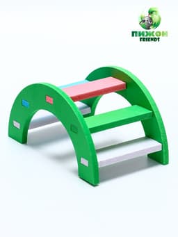 Лесенка для грызунов, с цветными ступеньками, зелёная