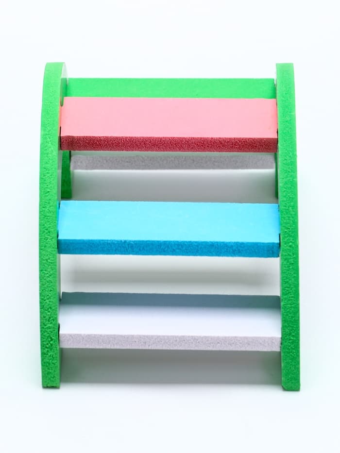 Лесенка для грызунов, с цветными ступеньками, зелёная